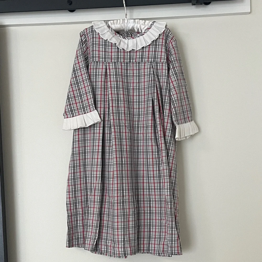 Plaid Kids Dress with Ruffled Collar - Picture 5 of 7